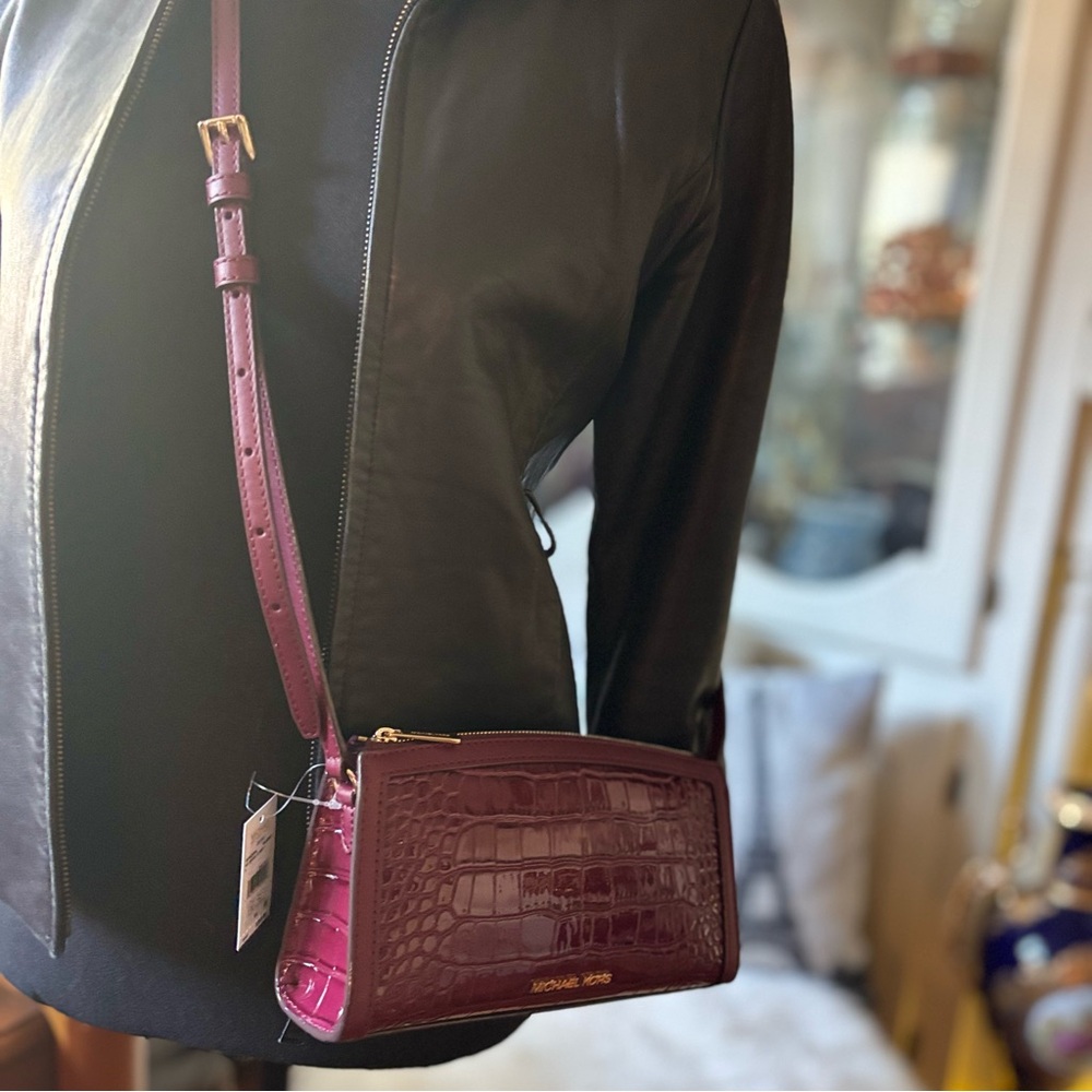 Michael Kors Deep Red Croc-Embossed Bag - Picture 8 of 8